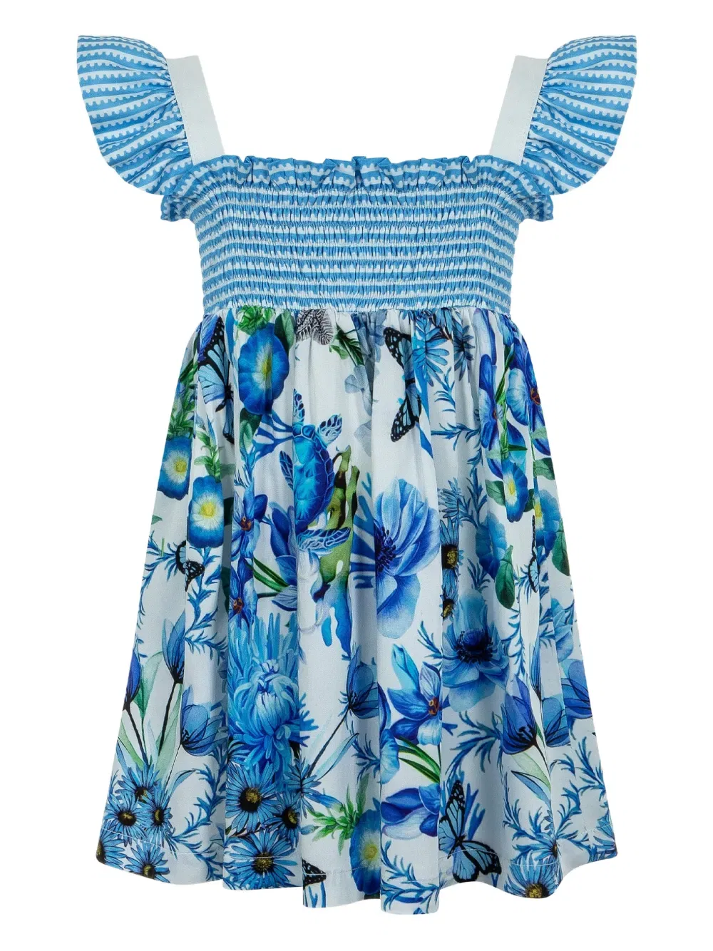 Платье в полоску с цветочным принтом от Mary Katrantzou Lapin House, белый