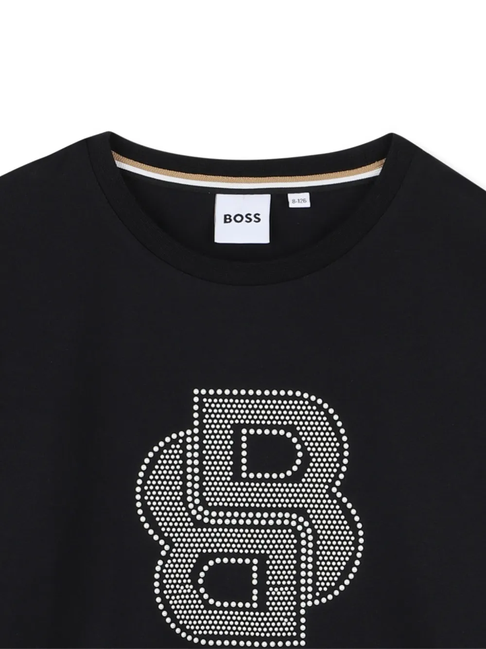 Топ с объемными рукавами и стразами BOSS Kidswear, черный — фото 3