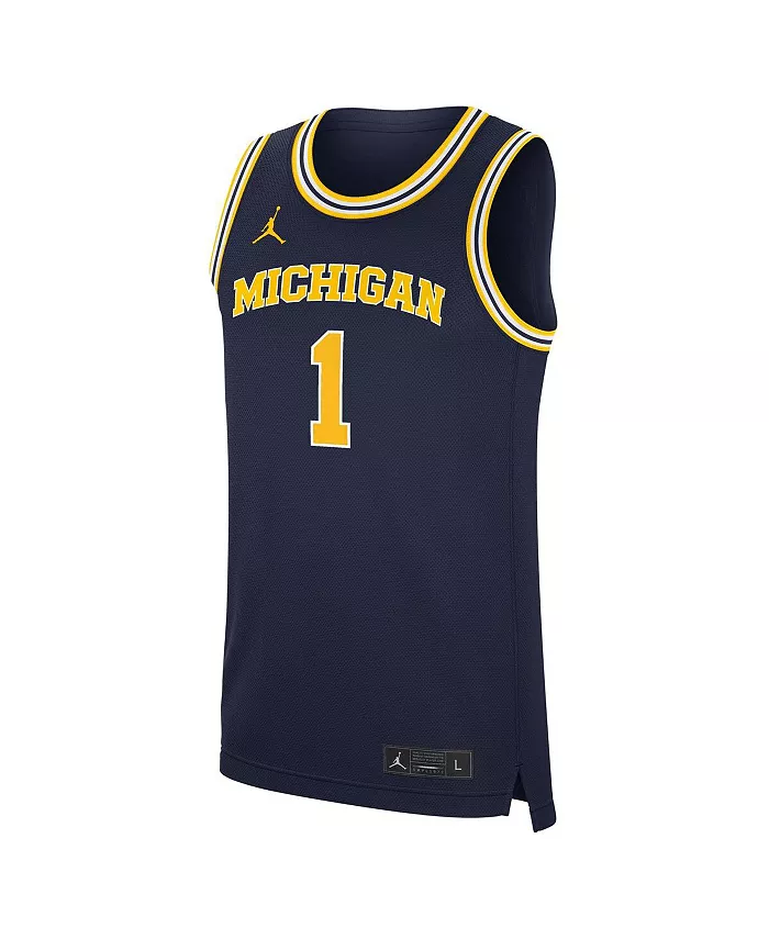 Мужская темно-синяя баскетбольная майка Michigan Wolverines Road Replica Jordan — фото 2