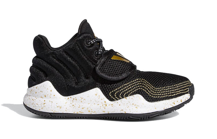 Баскетбольные кроссовки Deep Threat Kids PS Mid-top, черные/золотые Adidas — фото 2