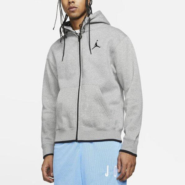 Куртка Air Jordan MENS Logo Print Fleeced Sports Hooded Jacket Grey, серый — фото 3