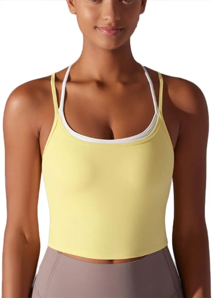 Топ женский спортивный, Generic, желтый, S/M/L/XL