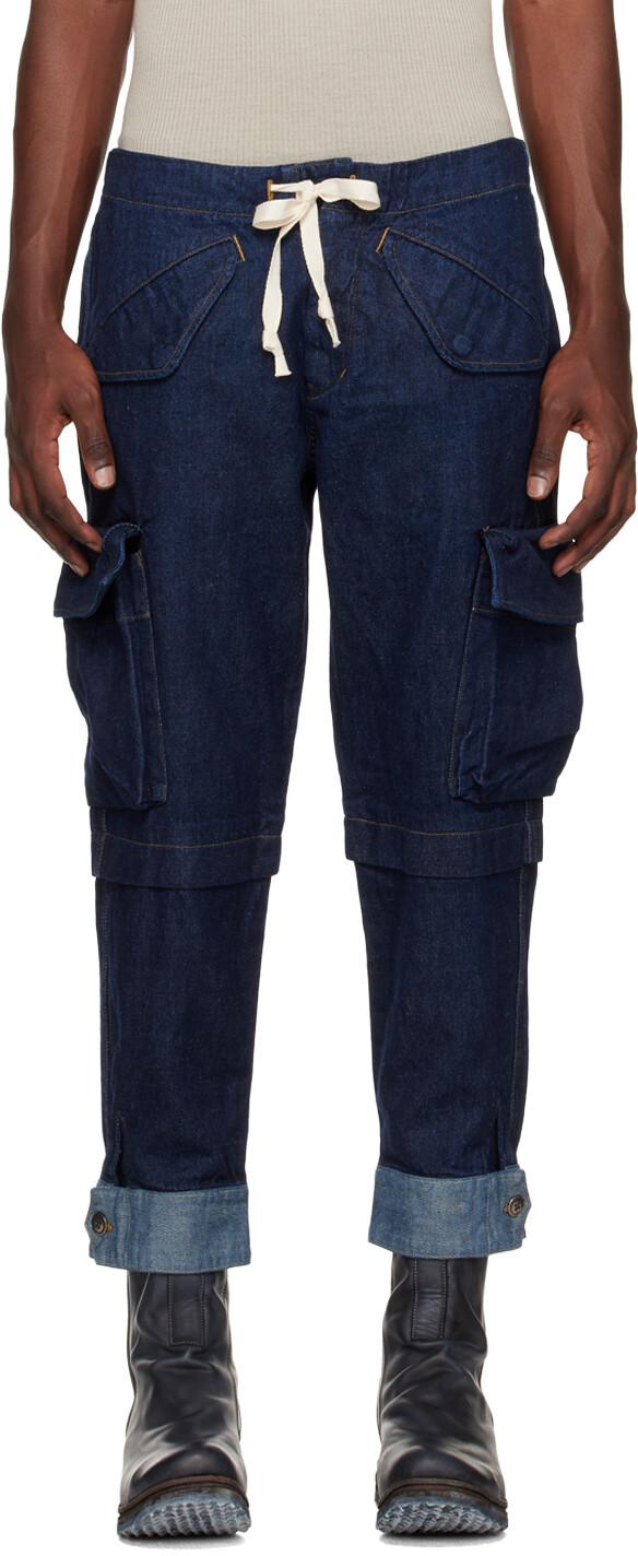 

Синие джинсы-карго Greg Lauren