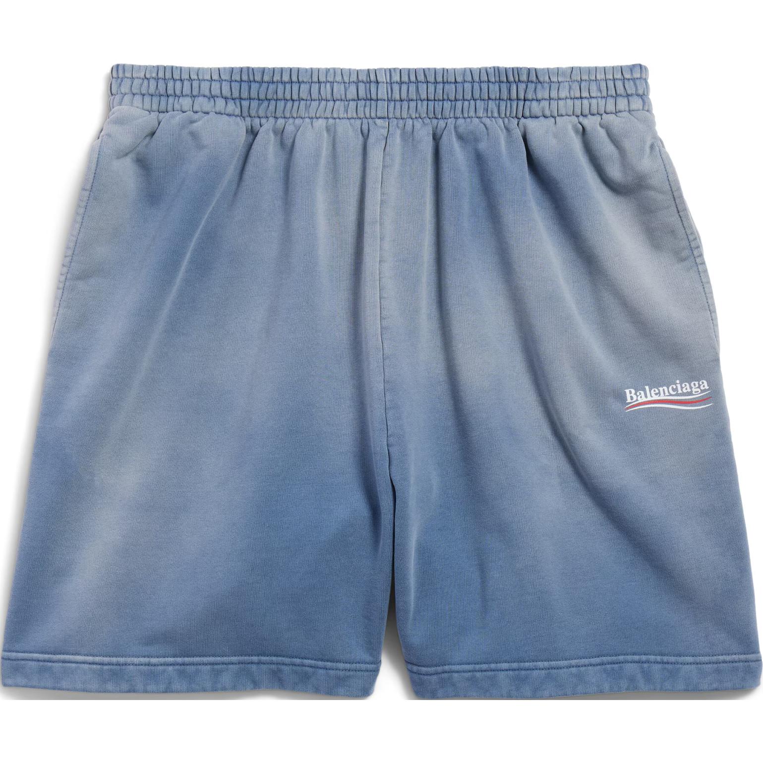 

Выцветшие шорты-бойфренды Political Campaign Balenciaga, синий