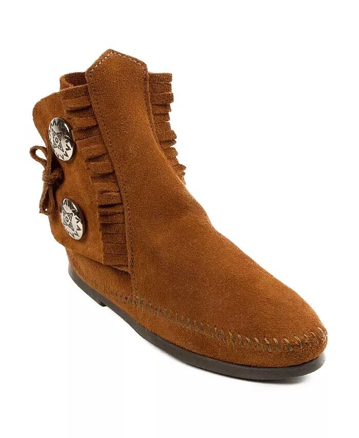Женские ботинки на двух пуговицах Minnetonka, коричневый