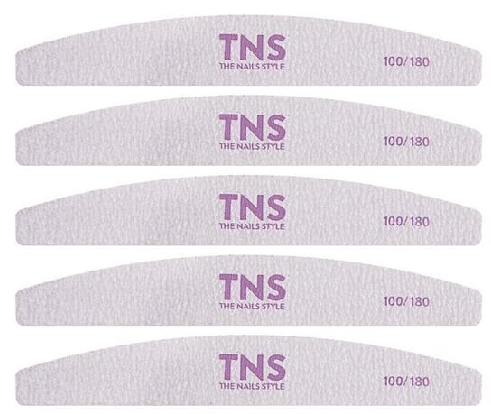 

Пилочка-лодочка TNS для гелевых ногтей, зернистость 100/180, 5 шт.