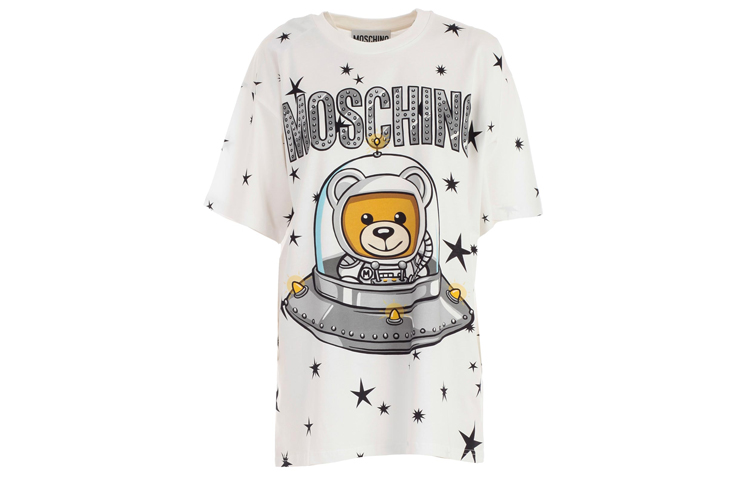 

Футболка с рукавом дроп-шилдер женская белая MOSCHINO