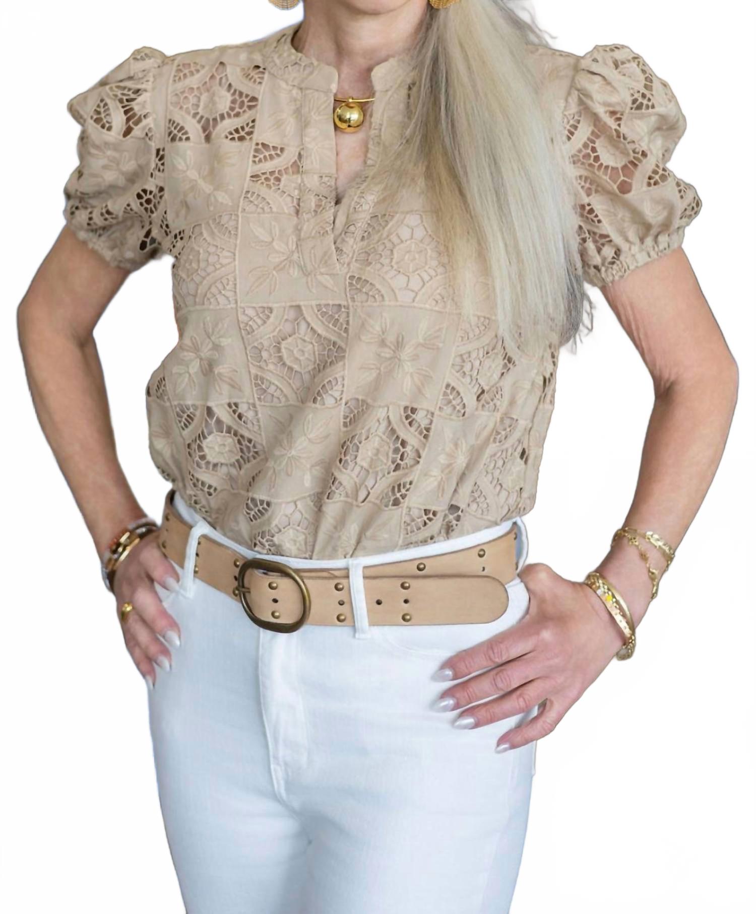 

Current air Блузка Katalin с разрезом на шее и цветочным кружевом, бежевого цвета