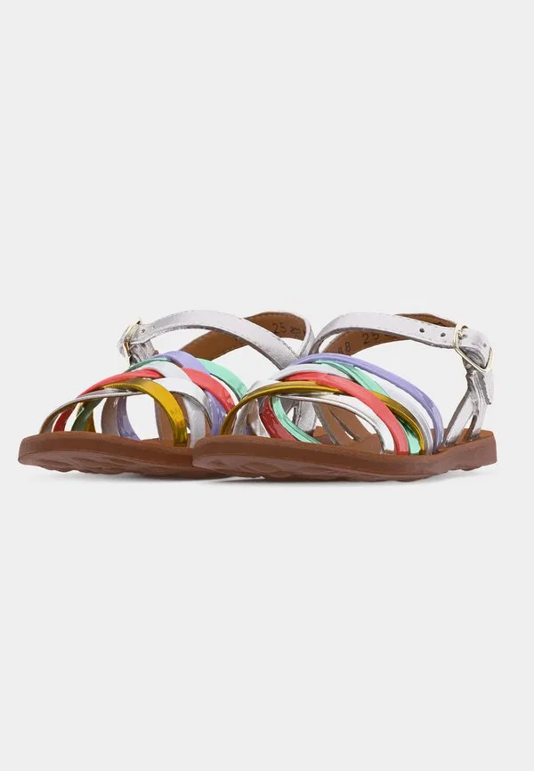 Сандалии plagette lux серебристого/разноцветного цвета Pom D'Api, Silver-Coloured/Multi-Coloured — фото 3
