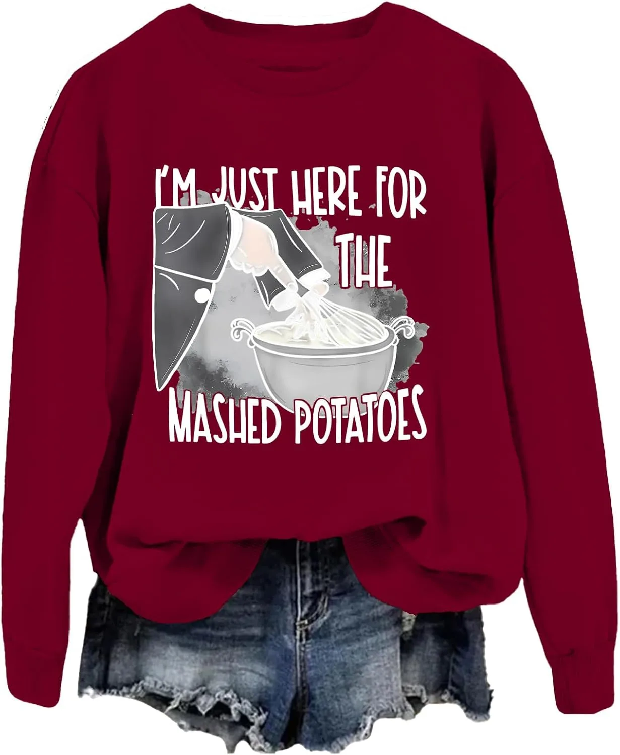 

Толстовка с принтом "I'm Just Here For The Mashed Potatoes" SIMJEW