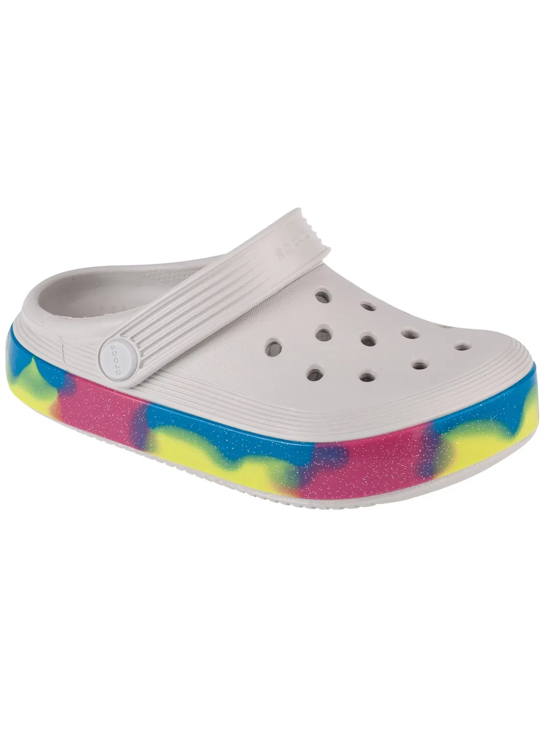 Сандалии Crocs Off Court Glitter Band Kids Clog серого цвета