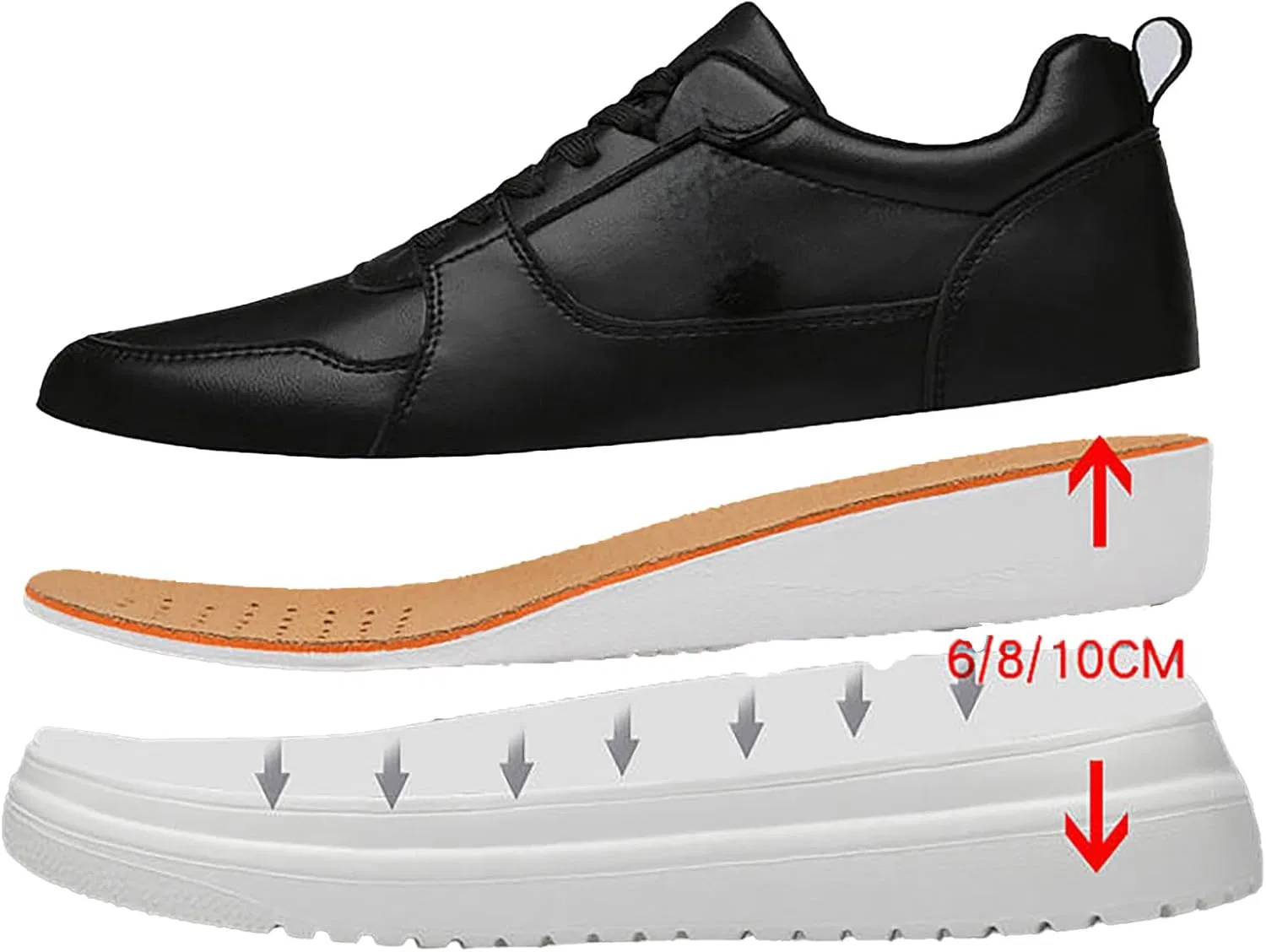 Кроссовки Generisch Schuhe mit Erhöhungen für Herren, 6/8/10 cm, Unisex, höhenverstellbar, lässige Schuhe mit Erhöhungen, rutschfeste, atmungsaktive Turnschuhe mit Erhöhungen, Schnürschuhe, Grau — фото 4