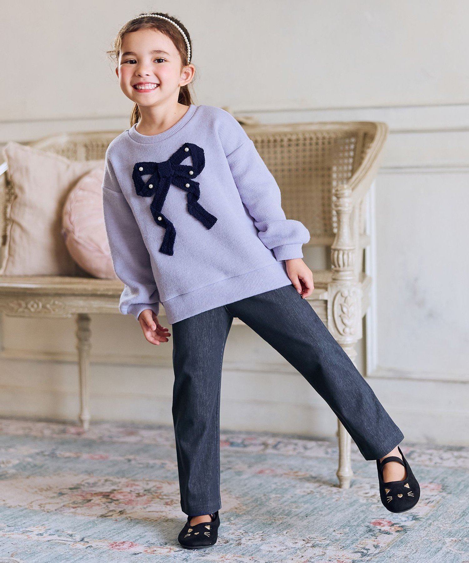 Вязаная толстовка с ленточкой ANY KIDS, Lavender [082] — фото 2