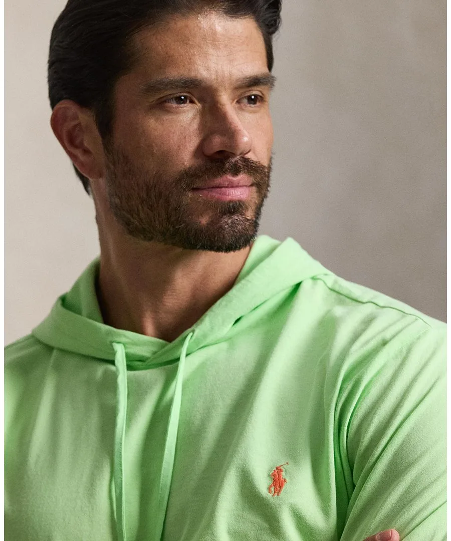 Мужская футболка с длинными рукавами и капюшоном больших размеров Polo Ralph Lauren, Cruise Lime — фото 3
