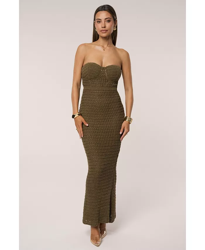 

Женское макси-платье Deep Sea с кружевной вязкой JLUXLABEL, зеленый