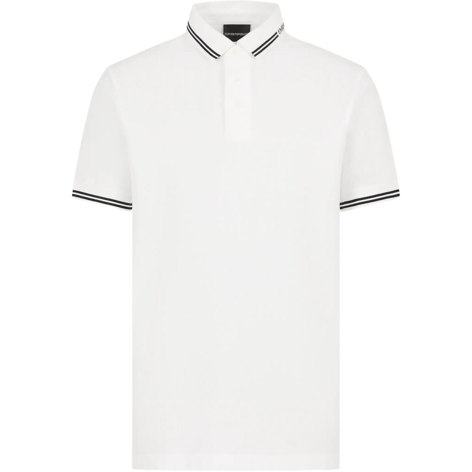 

Поло с полосатым краем EMPORIO ARMANI, белый