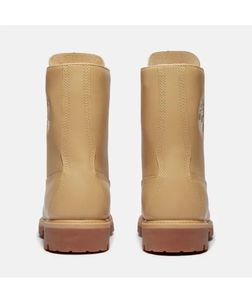 Ботинки водонепроницаемые 8 дюймов Timberland Premium кожаные, широкие, цвет светлый бежевый — фото 4