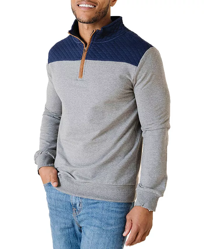

Мужской половинный пуловер на молнии из органического френч-терри со стеганой кокеткой Hope & Henry, серый