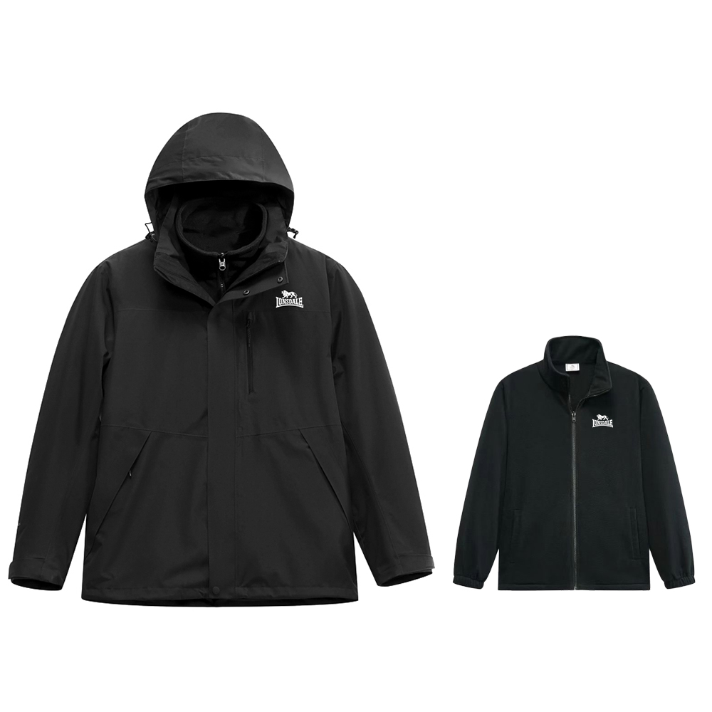 

LONSDALE Ветровка утепленная непромокаемая непродуваемая унисекс для походов, Obsidian Black (3-in-1)