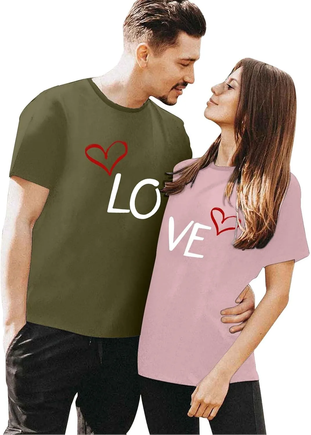 Футболка Valentine's Day для женщин и мужчин I Love You с коротким рукавом классического кроя, милая, забавная, романтичная, парная Generic, розовый — фото 2