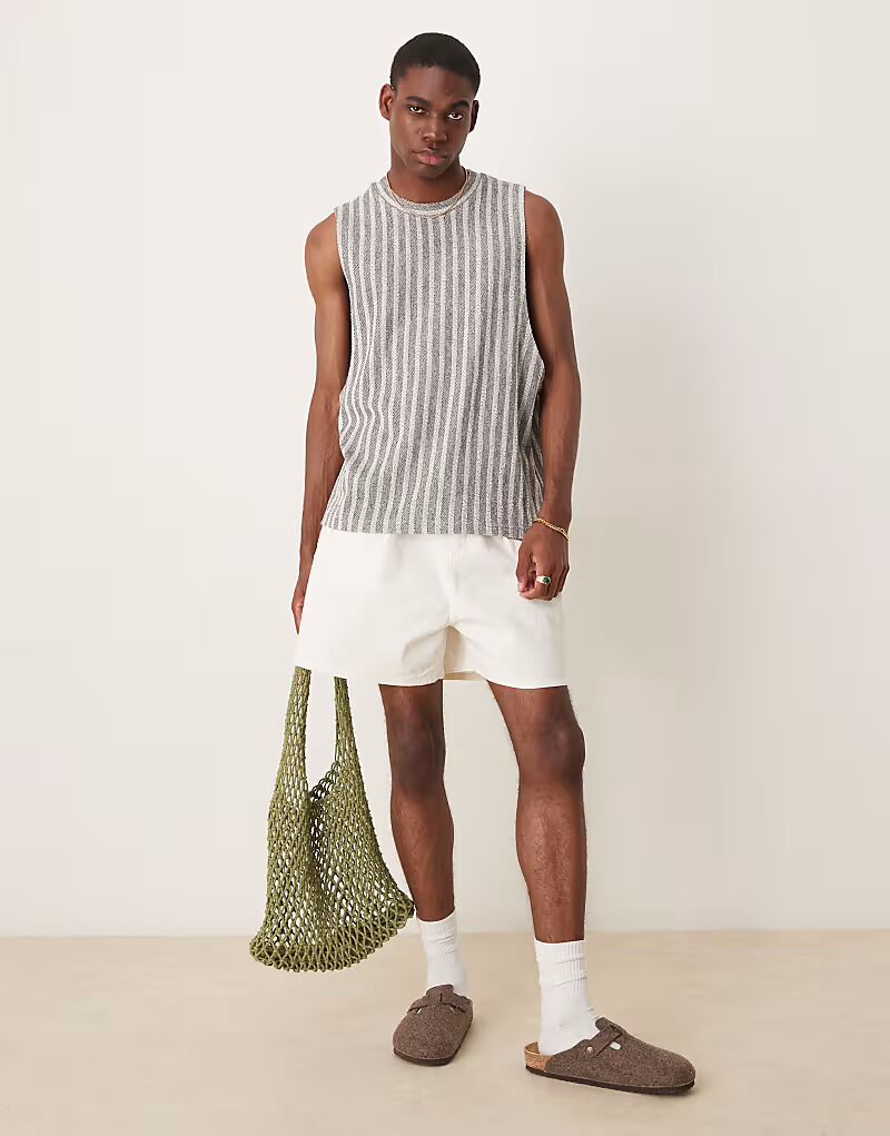 

Майка свободного кроя ASOS DESIGN с полосками и петлевой текстурой