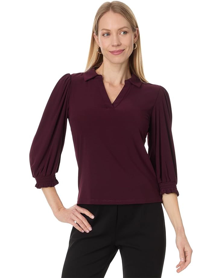 

Топ CeCe Split Neck 3/4 Sleeve Knit Top, цвет Rich Cabernet