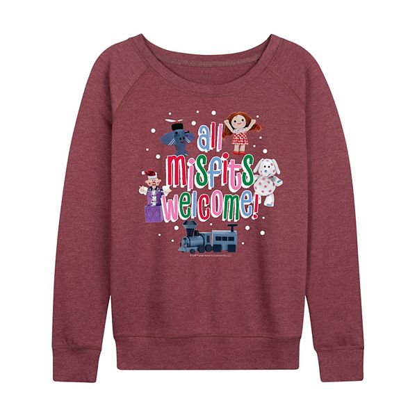 

Женская футболка с длинным рукавом Rudolph the Red Nosed Reindeer All Misfits Welcome Licensed Character, Heather Maroon