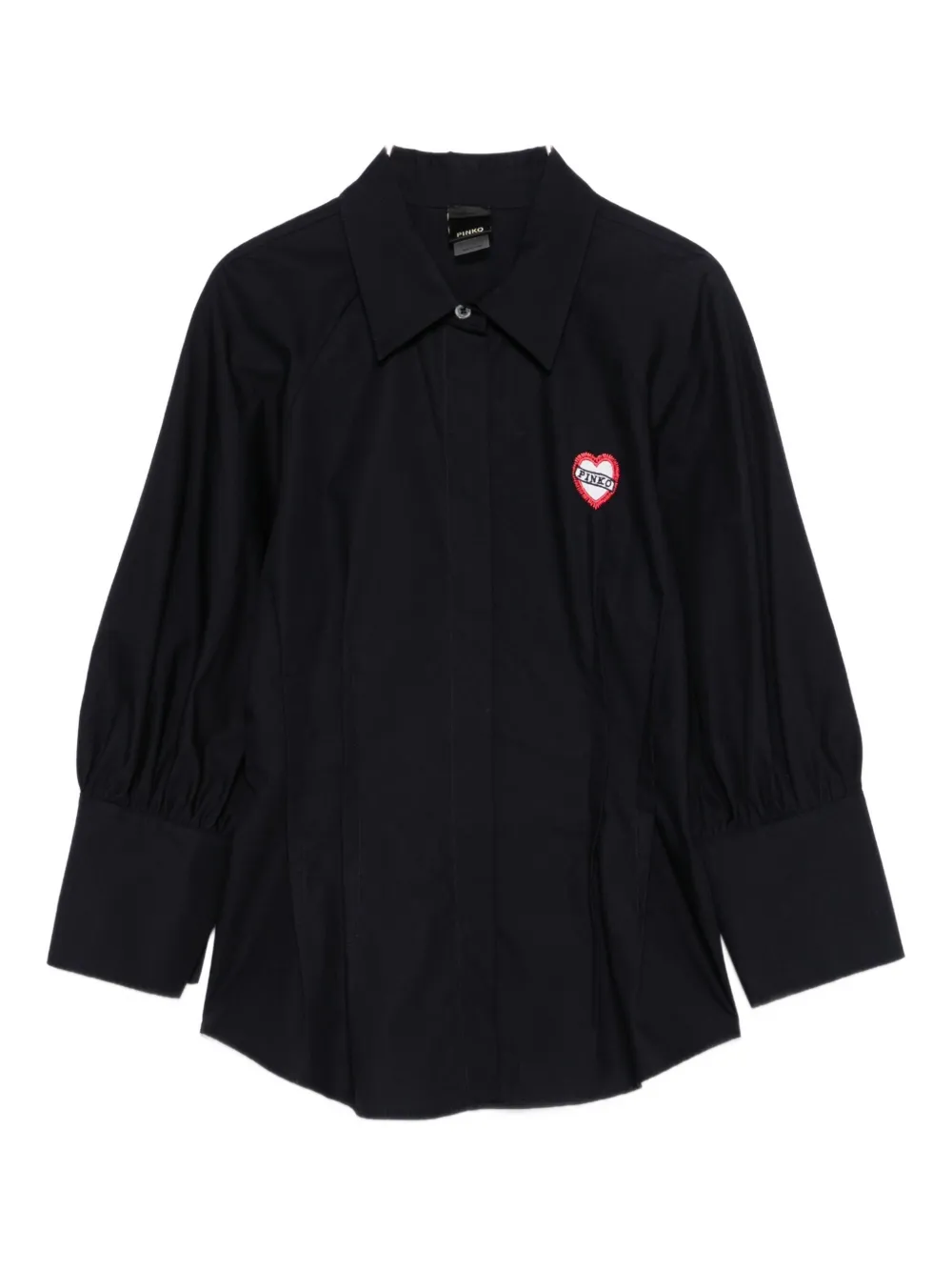 

Топ с пышными рукавами и украшением в виде сердечек PINKO, черный