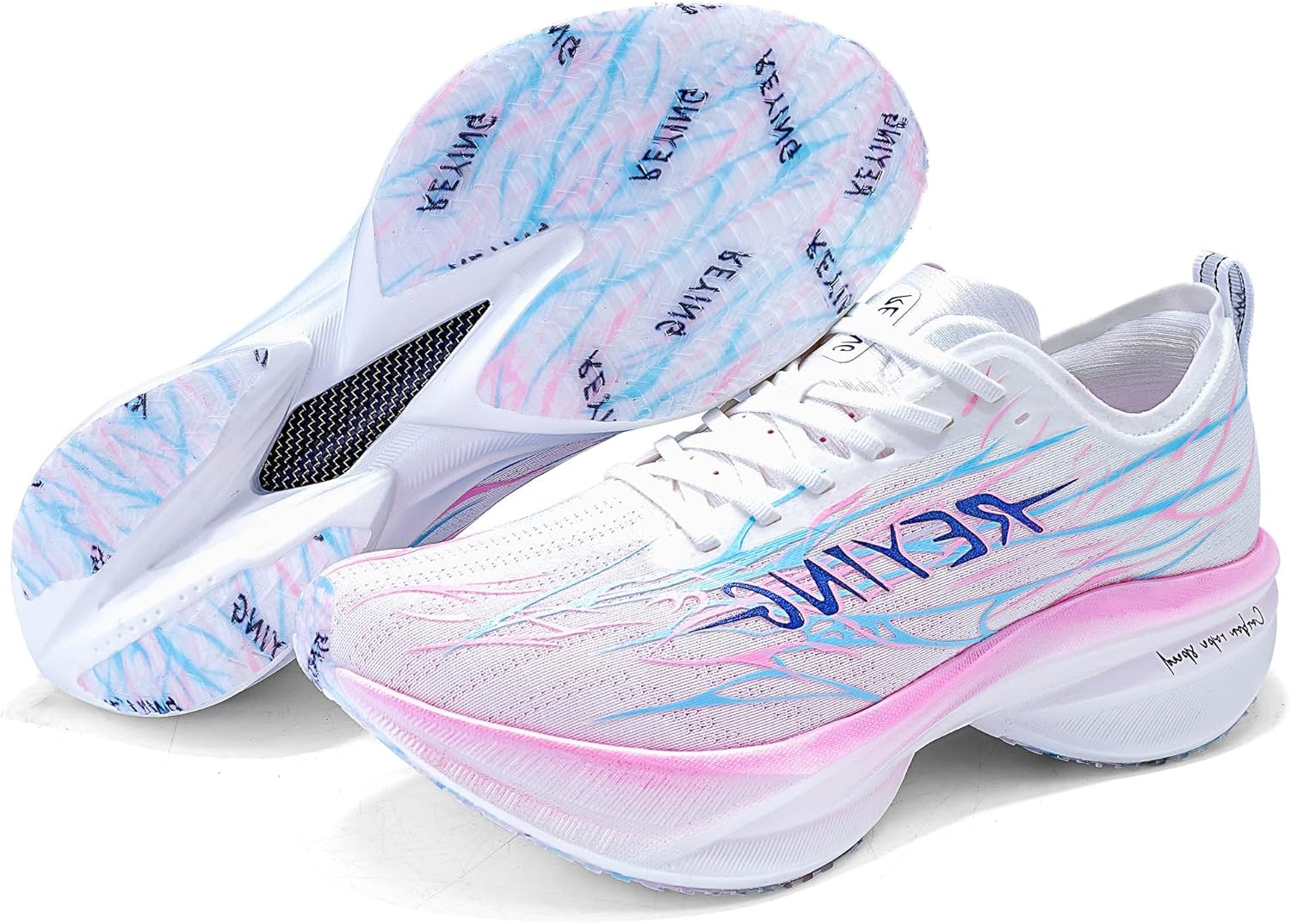 

Мужские беговые кроссовки с углеродной пластиной- легкие амортизированные тренеры с полной пластиной T800, пеной Reborn, для тренировок, соревнований, зала и бега по дороге- REYING Irunsvan, голубой