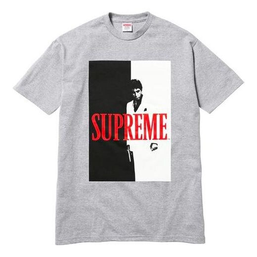

Футболка fw17 scarface split heather grey tee Supreme, серый