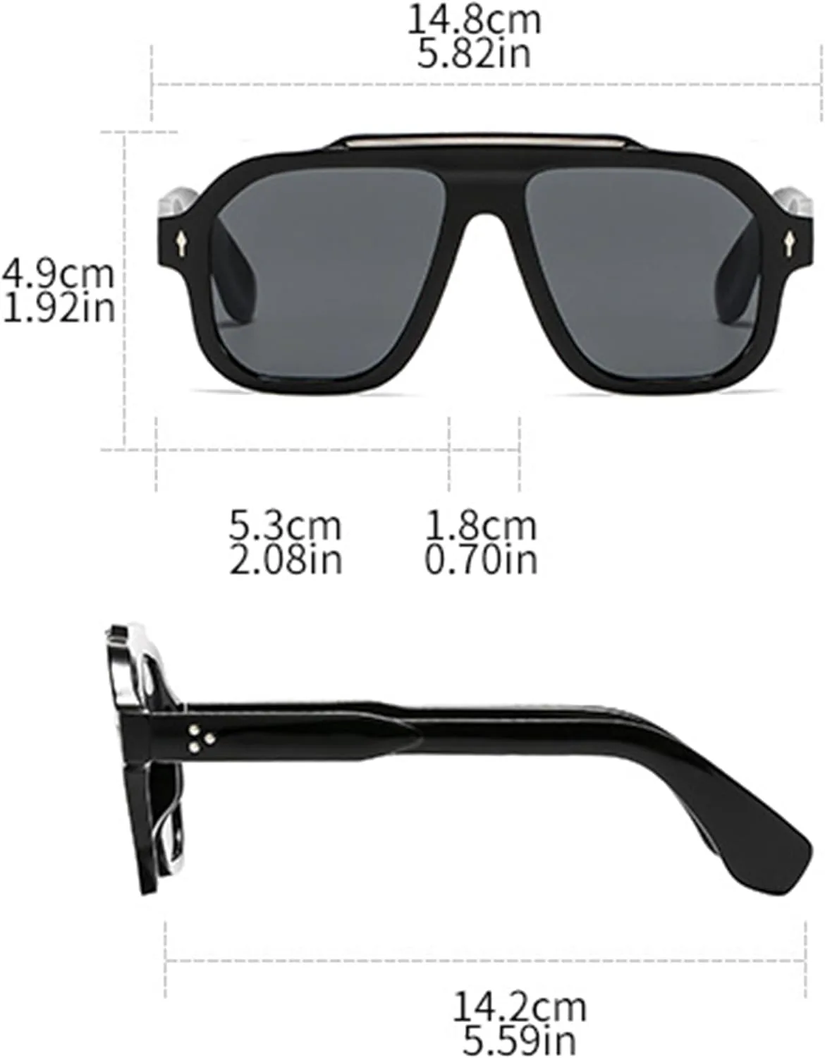 

bullabulling Ретро большие солнцезащитные очки-пилот для женщин и мужчин, модные солнцезащитные очки с плоской верхней частью и большими линзами, Black/Red