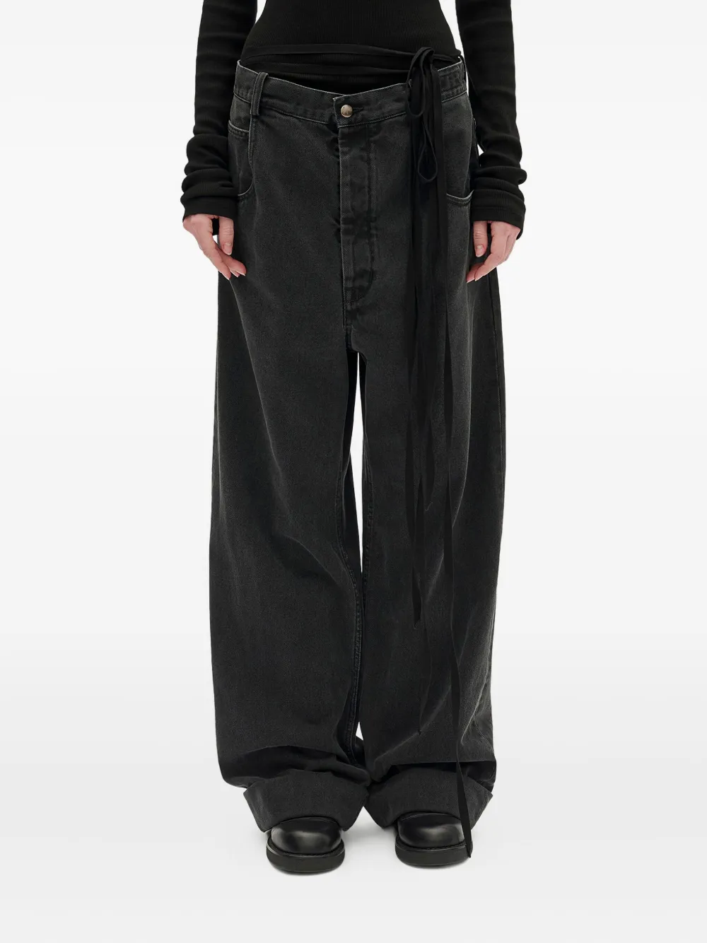 

Джинсы из хлопка с широкими штанинами Ann Demeulemeester, серый