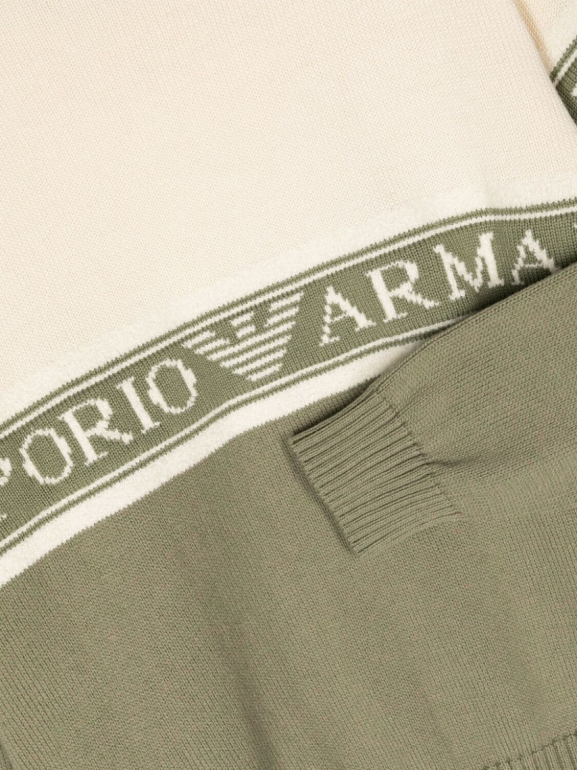 Джемпер из хлопка с логотипом-интарсией Emporio Armani Kids, зеленый — фото 3