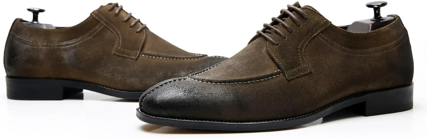 Santimon Men's Oxfords Brown Dress Shoes for Men Formal Fashion Business Casual Derby Brogues Wedding Leather Shoes, коричневый — фото 3