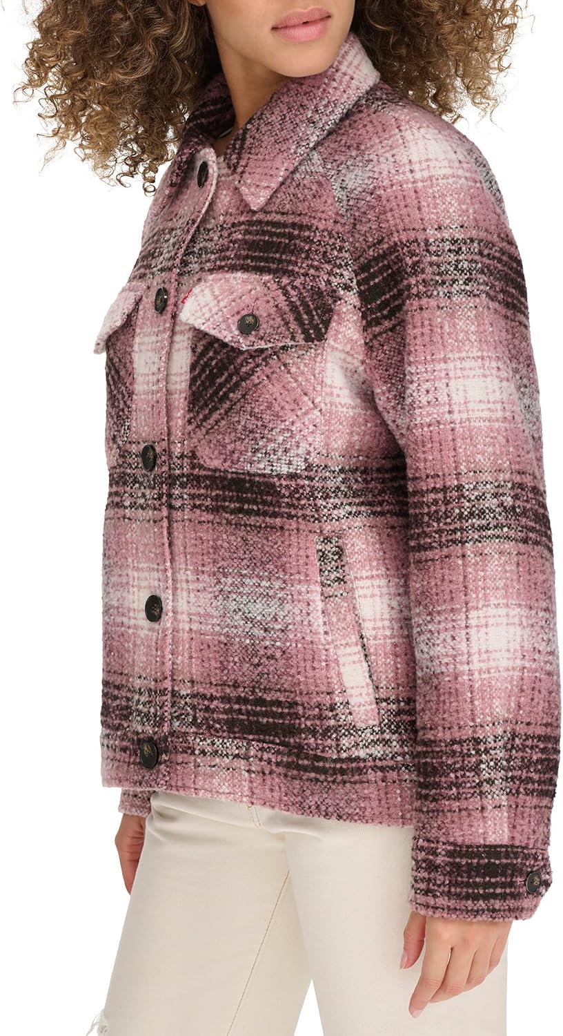 Женская куртка-рубашка Zoe Relaxed Wool Plaid Shirt Jacket Levi's, Porcelain Rose Plaid — фото 2