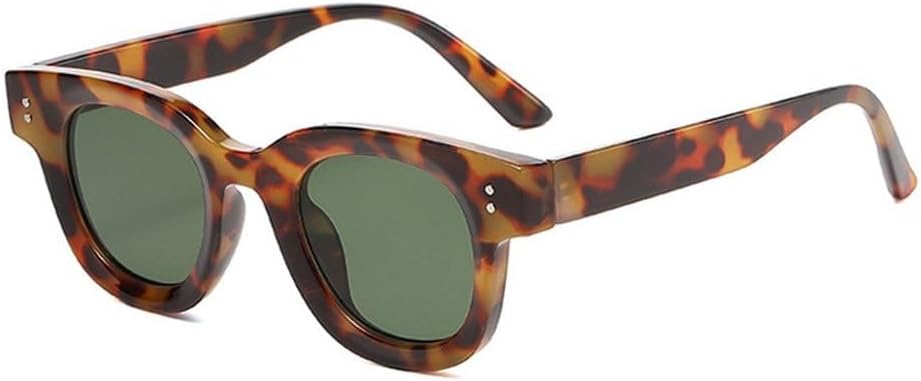 

Модные квадратные женские солнцезащитные очки с прозрачными линзами цвета океана, ретро-стиль, с заклепками, мужские панк-очки с леопардовым принтом, солнцезащитные очки UV400 SKFGNX, Leopard Dark Green