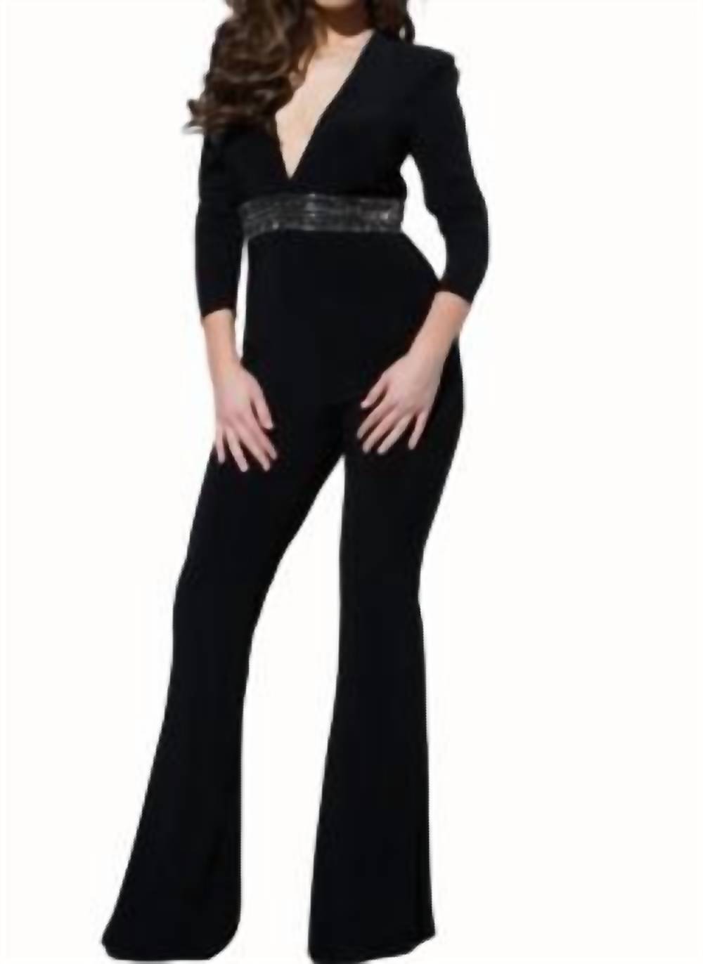 

Комбинезон с бисером на талии черного цвета Tony Bowls