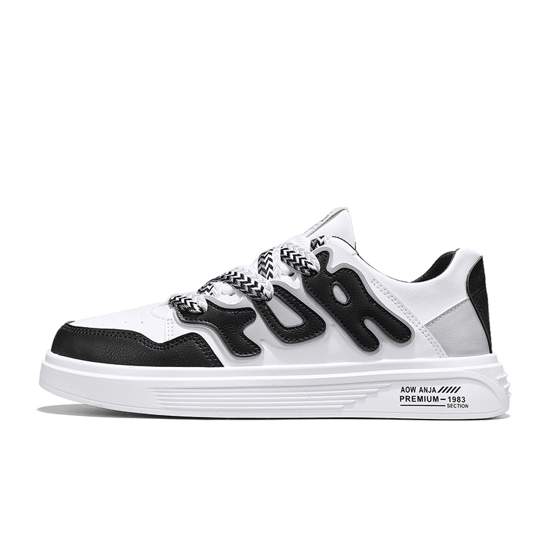 

Bull charm Мужские устойчивые к истиранию низкие скейтерские кроссовки бело-черные, цвет White Black