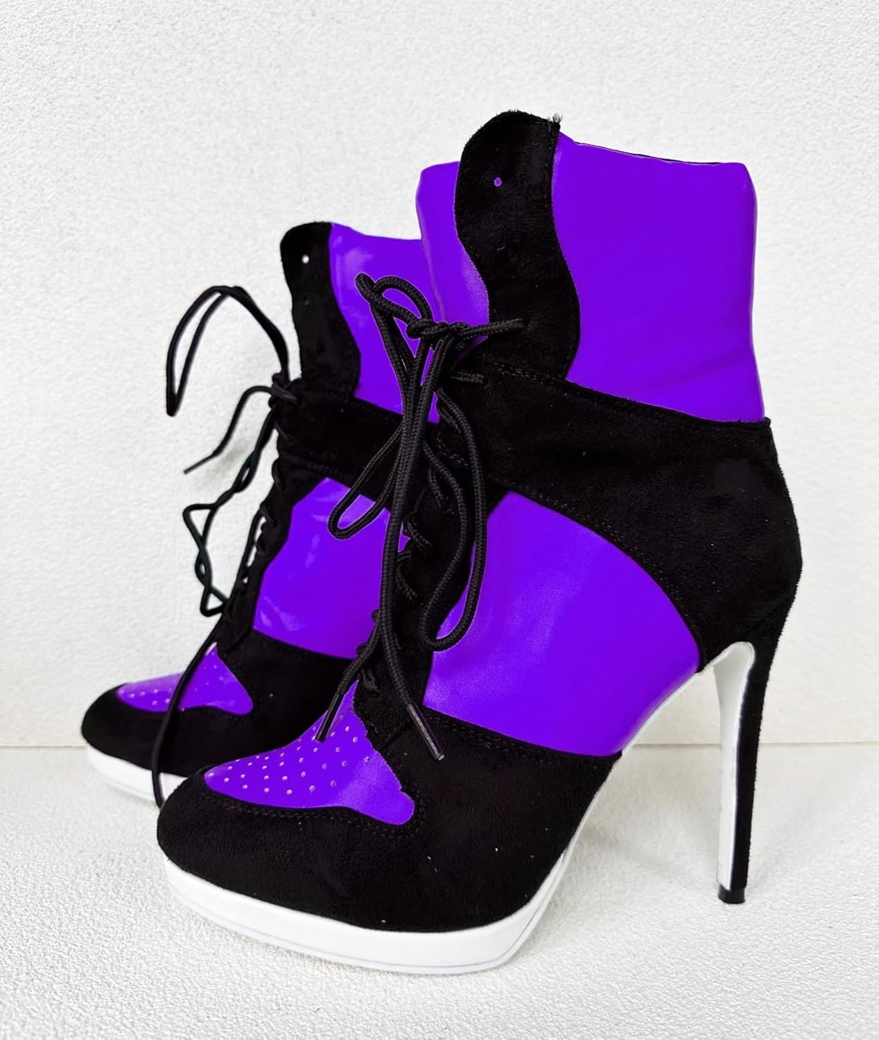 Ботильоны Frankie Hsu Stiletto Sport с высокой шпилькой для баскетбола, черные замшевые классические белые кроссовки-бутсы, дизайнерская обувь больших размеров для женщин и мужчин — фото 3