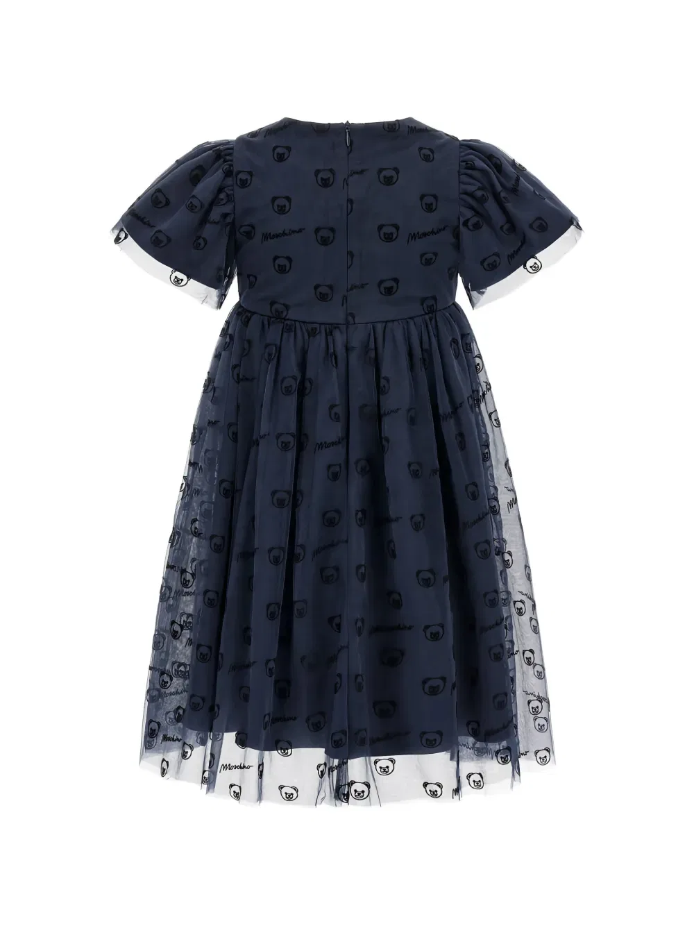 Платье из тюля в виде плюшевого мишки Moschino Kids, синий — фото 2