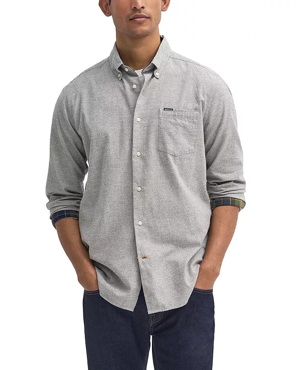 

Рубашка Turner в клетку «гусиная лапка», приталенного кроя. Barbour, серый