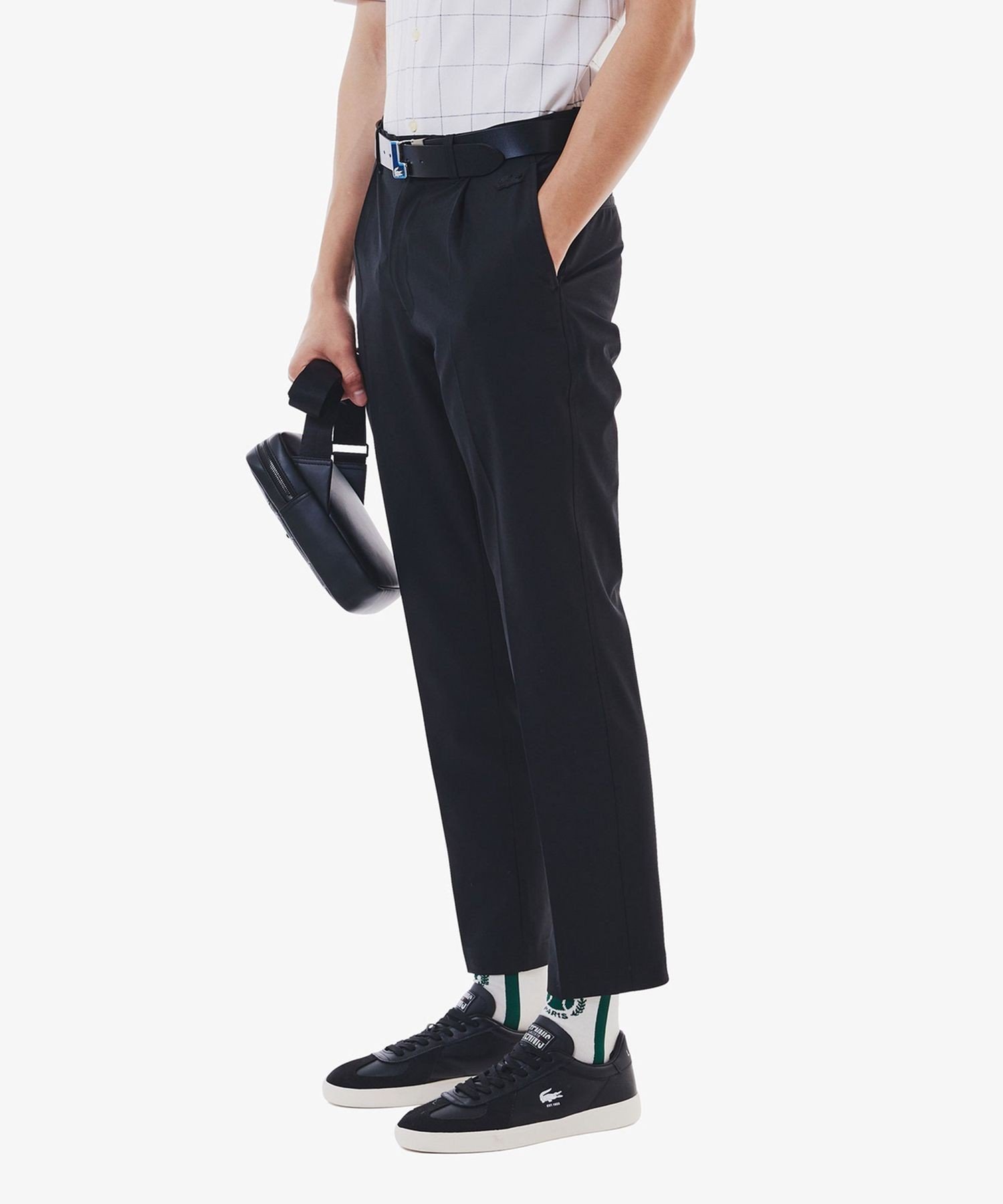 Эластичные брюки с одной складкой LACOSTE, Black