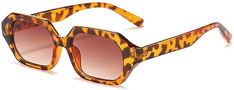 

Солнцезащитные очки Polygon для женщин, ретро-стиль, конфетные цвета, солнцезащитные очки UV400 для мужчин, градиентные солнцезащитные очки Tea MTZJH, Leopard Tea Gradient