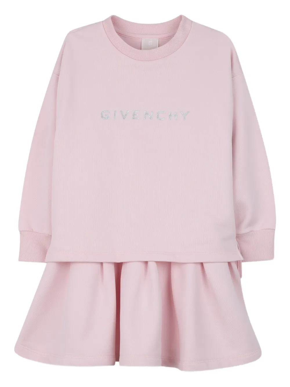 

Платье с вышитыми воланами Givenchy Kids, розовый