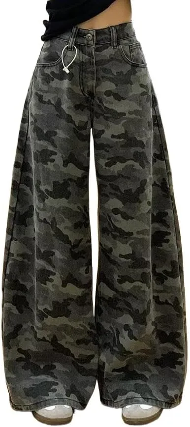 

Джинсы Apvirdy Camo Women Plus Size Wide Leg High Waist