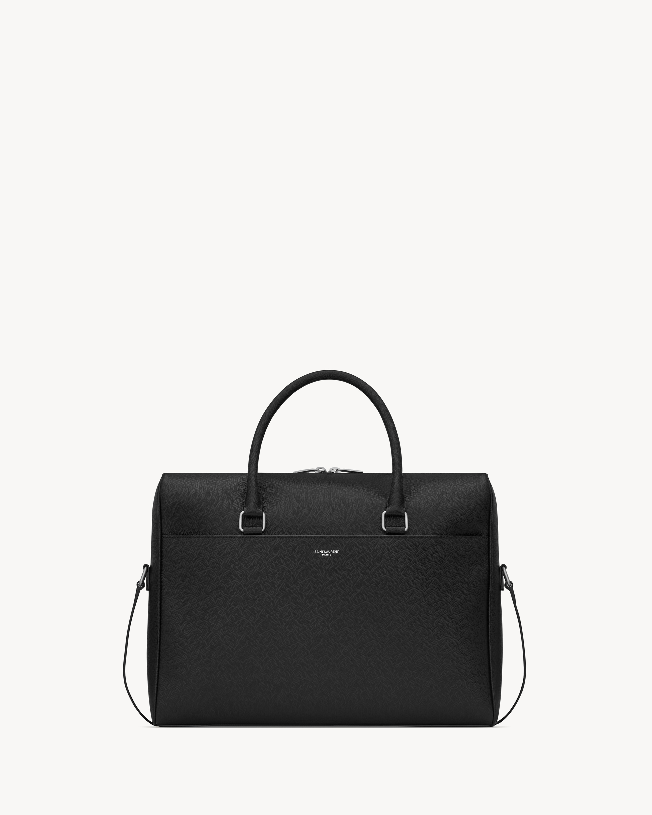 

Портфель DUFFLE из тисненной кожи grain de poudre Saint Laurent, черный