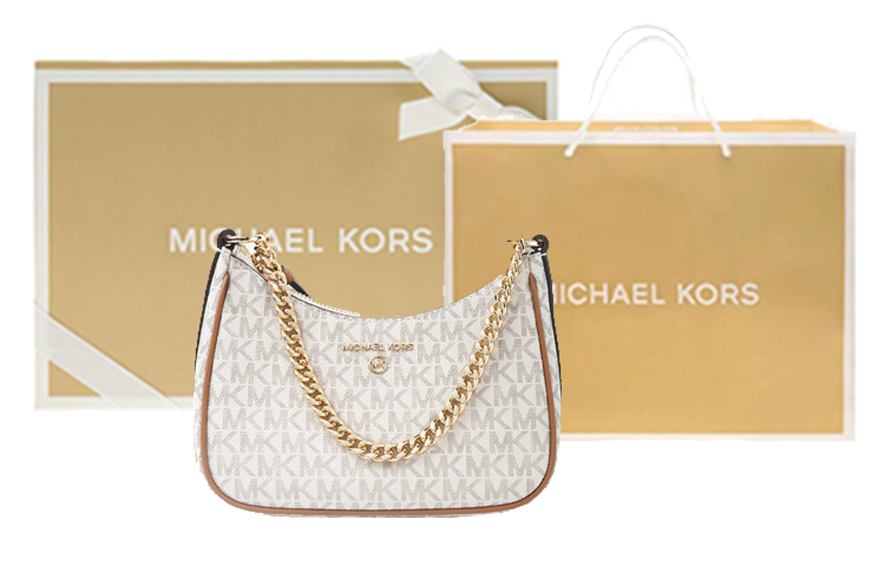 

MICHAEL KORS Шармовая холщовая сумка с кожаной отделкой
