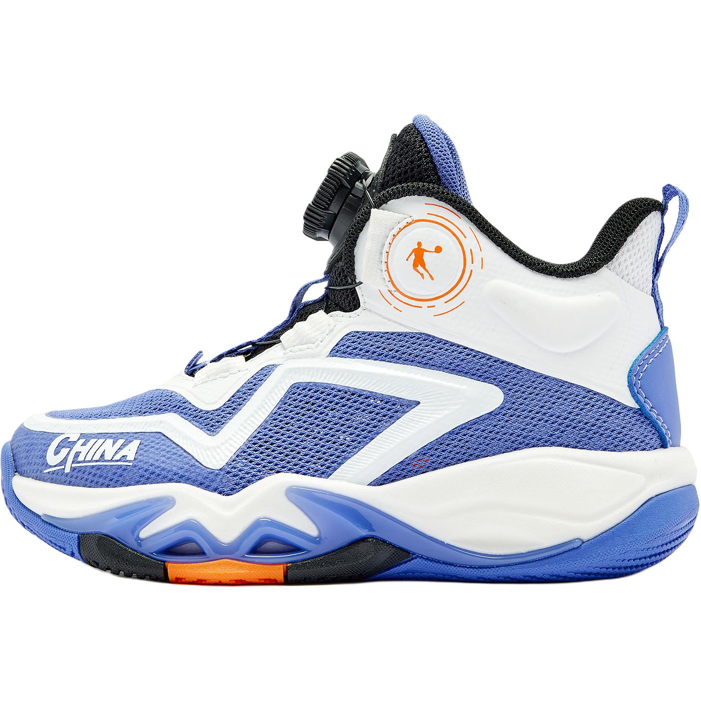 

Баскетбольные кроссовки Anti Kick Cushioning Mid Top для детей от 3 до 7 лет QIAODAN, синий/белый