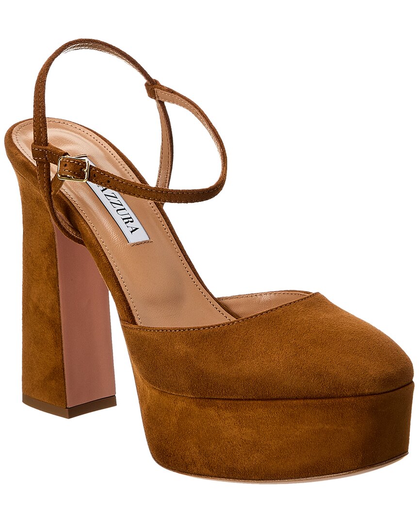 Туфли-лодочки Aquazzura Groove Plateau 120 Suede Platform, коричневый