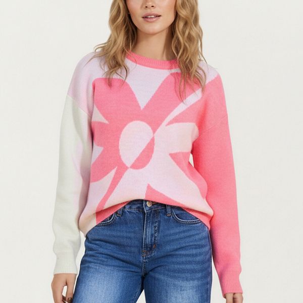 

Женский свитер с ярким цветочным принтом и длинными рукавами Anna-Kaci, White